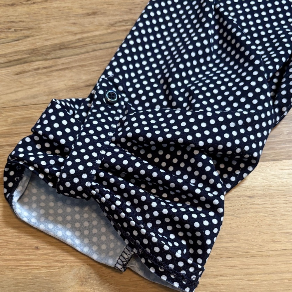 Indigo Rose Navy Polka Dot Midi Shirt Dress with Brown Belt Women’s L - Picture 8 of 16